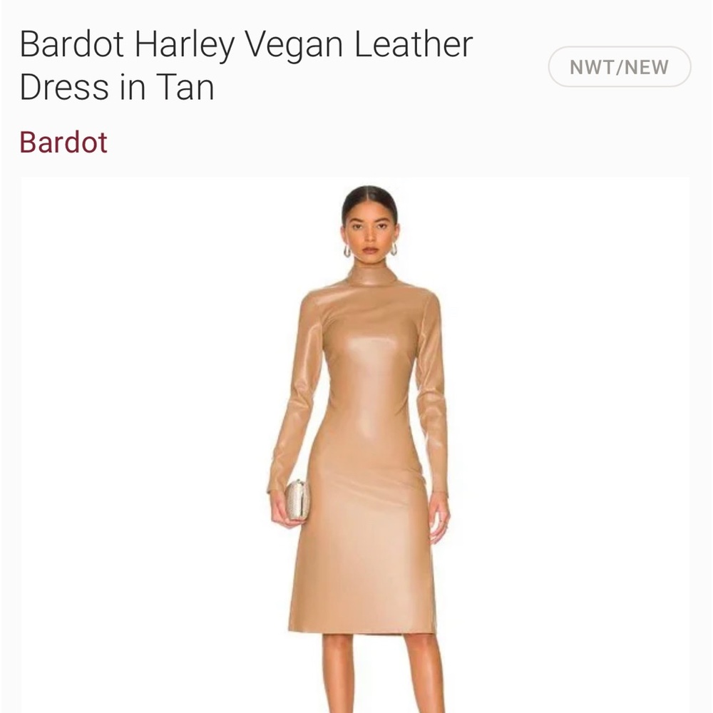 Dress,  Bardot Harley Vegan Leather in Tan.  New with Tags! Never been worn.